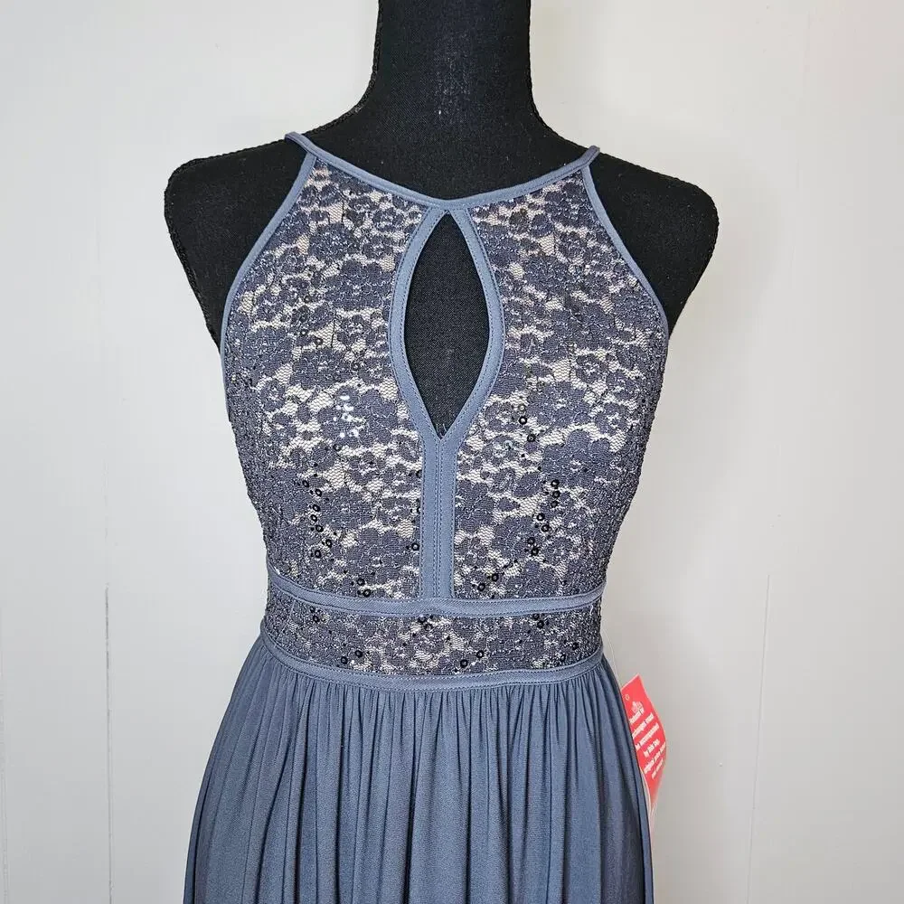 Nightway Prom Bridesmaid Blue Maxi Dress Special Occasion Party Cocktail Size 4P